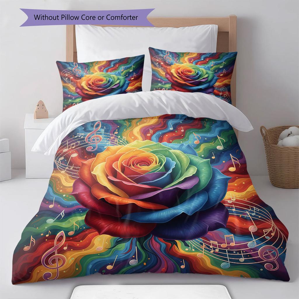 Rainbow ball, rose Pattern Bedding Quilt Set Quilt Cover Pillowcase Home Decoration Birthday Gift (1 * duvet cover + 2 * pillowcase, without core)