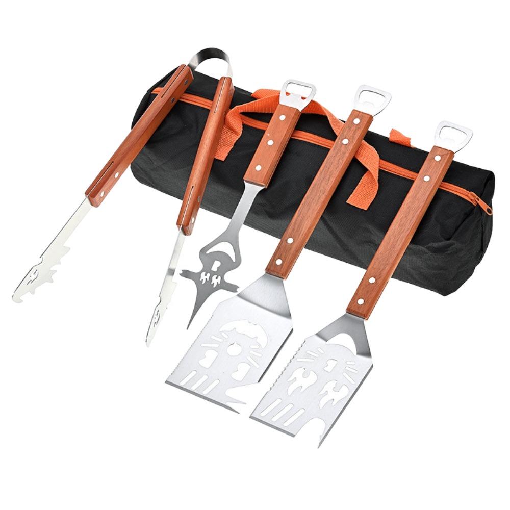 Cat Pattern BBQ Spatula Set Creative Grill Clamp Food Flipping Barbecue Shovel Fork  Barbecue Tool