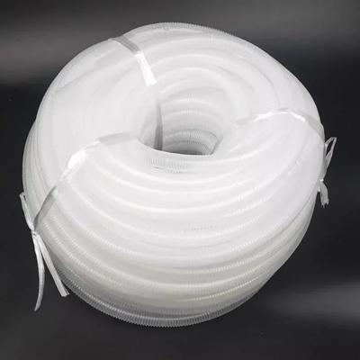 White Plastic Faucet Connected To Corrugated Pipe 16mm Bore Air Conditioning Drainage Hose Washing Machine Drain Extension Hose
