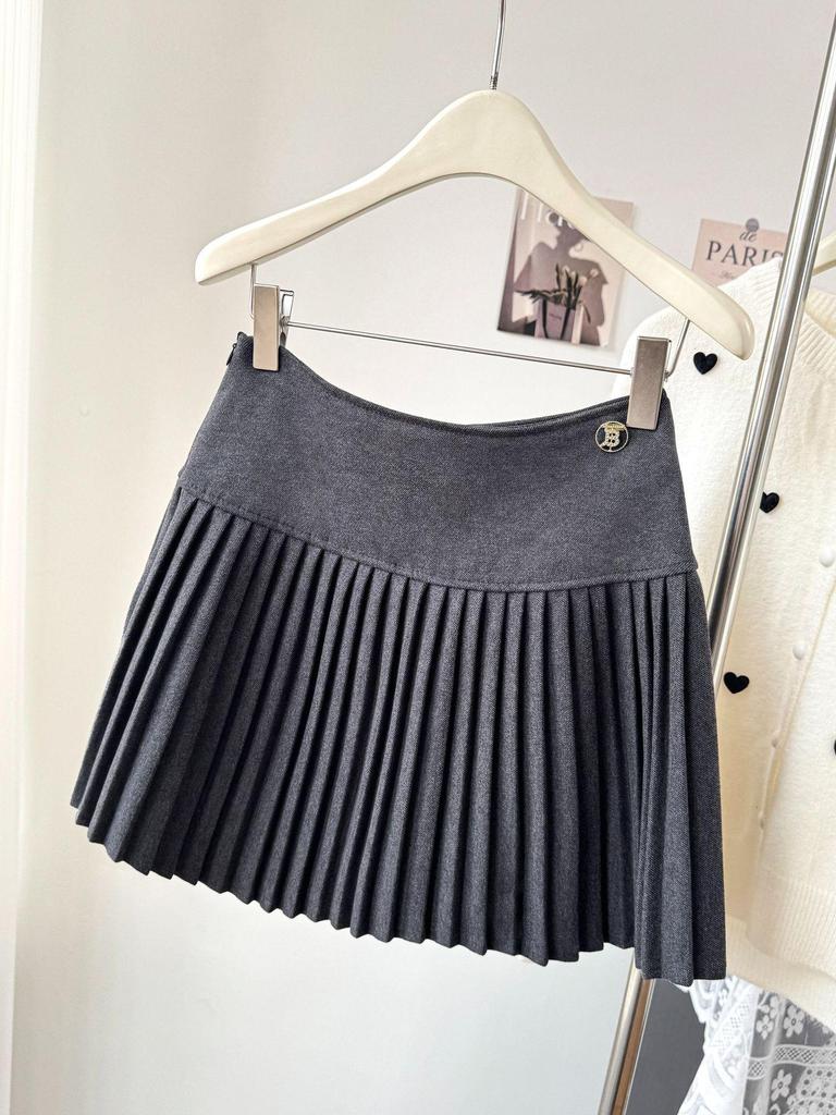2025 New Women's High Waist A-line Wool Pleated Skirt