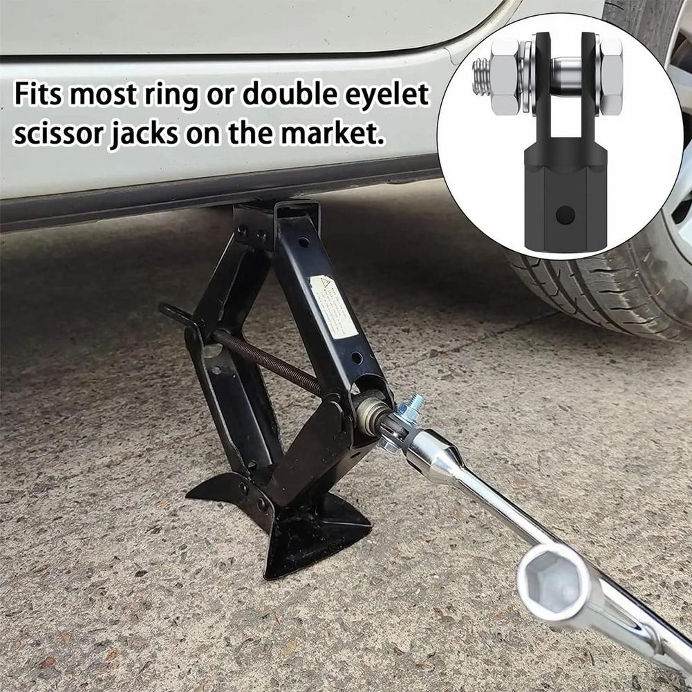 Scissor Jack Adapter Chrome Vanadium Steel Automotive Wrench Power Drill Socket Adapter Car Truck Tire Repair Tool