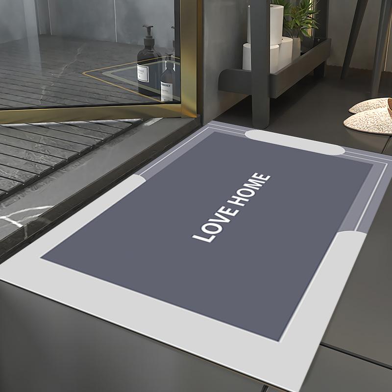 Simple Bathroom Floor Mat Strong Absorbent Household Bathroom Entrance Mats Shower Room Quick-drying To Cut Foot Mats