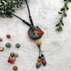 New Forest handmade ceramic necklace, women's retro versatile sweater chain simple long accessories pendant