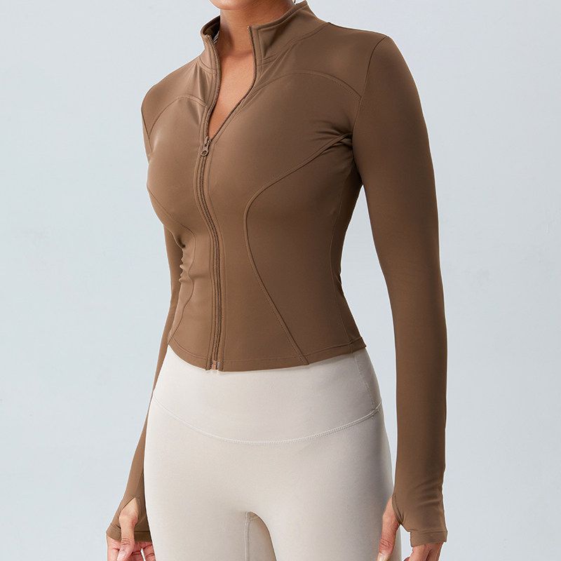 

Xh0148 Floral Fashion Warm Women s Yoga Jacket Deep coffee S
