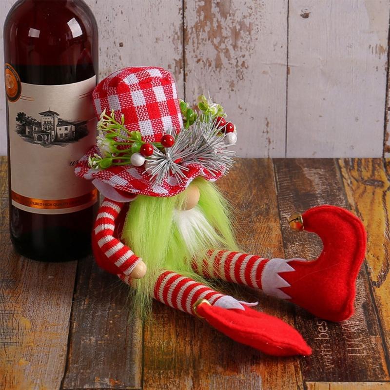 Christmas Gnome Long Legs Elf for Doll Ornament Crafts Restaurant Bar Party Back