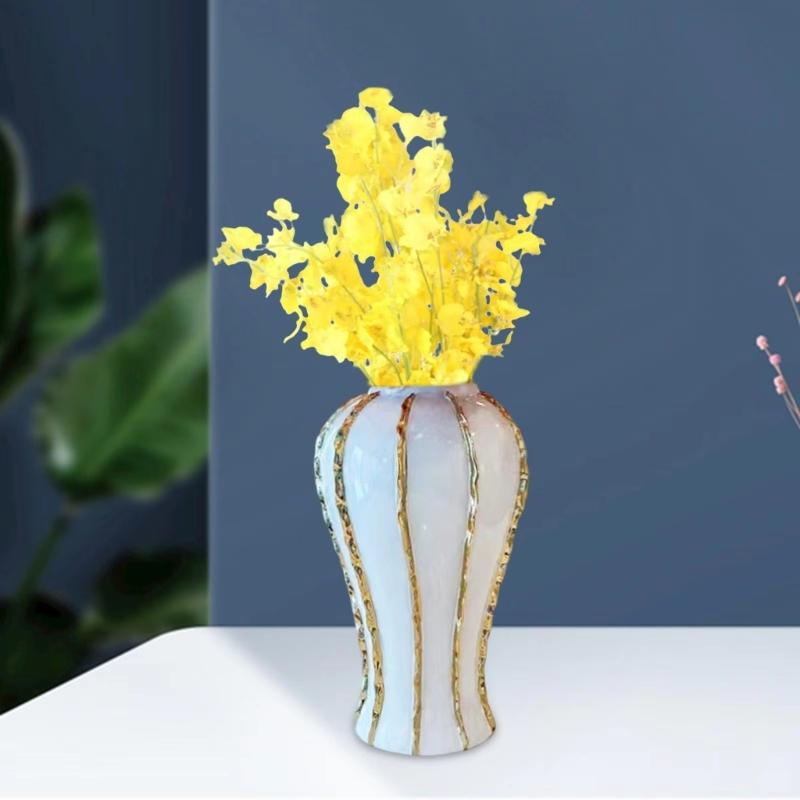 Keramik Ingwerglas Weiß und Gold Porzellanbehälter Blumenvase mit Deckel für Hochzeitsmittelstücke Dekoration Geschenk