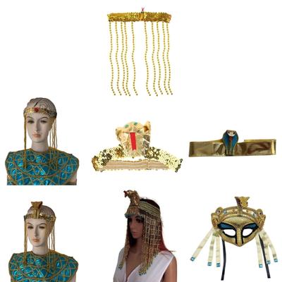 Golden Cool Cosplay Headdress Sequins Headwear for Girl Halloween Hair Hoop Cosplay Egyptian Snake Hair Hoop