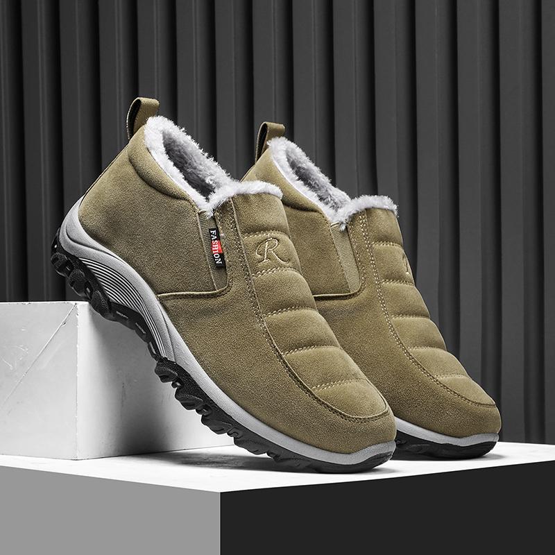 Winter Fur Warm Men's Walking Shoes Comfortable Casual Trekking Sneakers Outdoor Non-slip Hiking Shoes Men Footwear