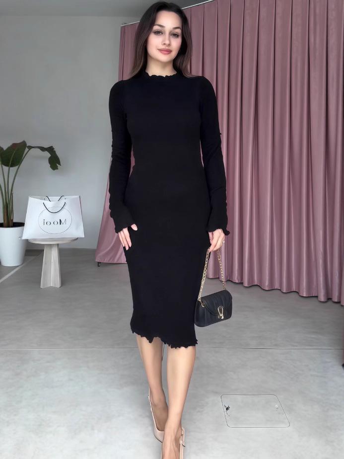 2025 Autumn Slimming Pleated Waist Dress - Elegant Tight-Fit Fashion