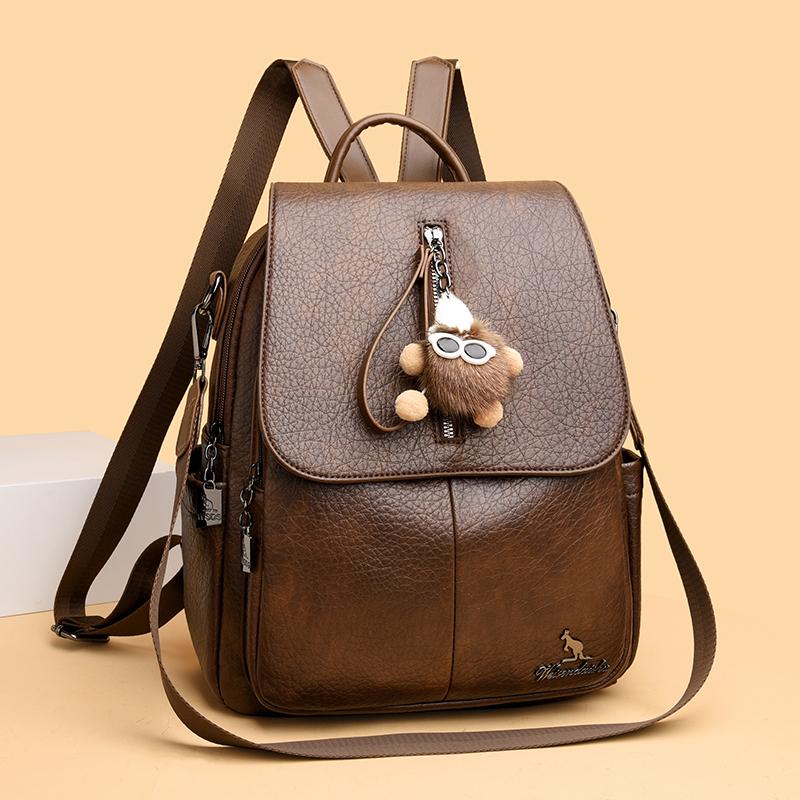 Vintage PU Rucksack Damen Pendler Große Kapazität Reise Rucksack Multifunktionale Umhängetasche