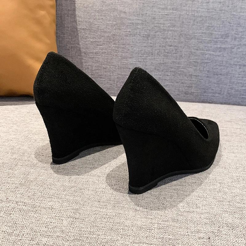 Plus Size Women's Shoes Slip On Women's High Heels Fashion Office Pumps Women Pointed Toe High Wedges Shallow Shoes Women