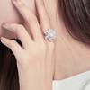 Temperament Luxury Shining Brightly Full Zircon Snowflake Rotatable Open Rings for Women Relieve Anxiety Stainless Steel Jewelry