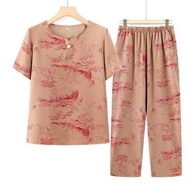 Elderly Women's Summer Short-Sleeve Two-Piece Set