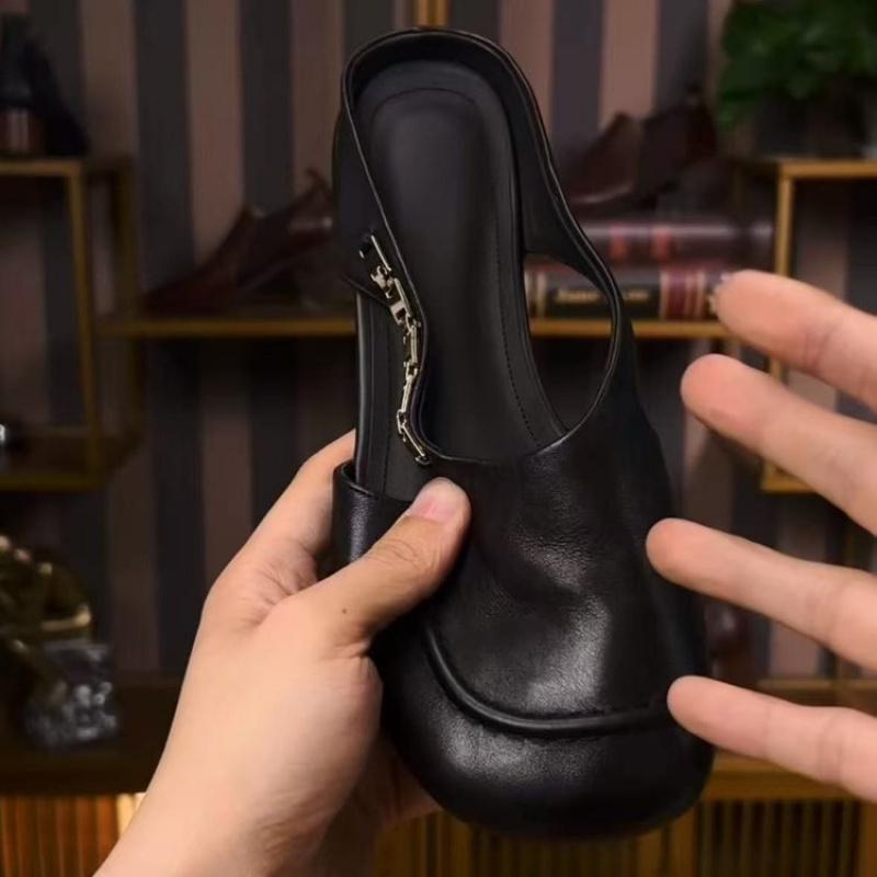 Mocassini Mule Eleganti da Donna Fibbia Metallica Tacco Basso Slip-On Piatte Scarpe Casual da Guida