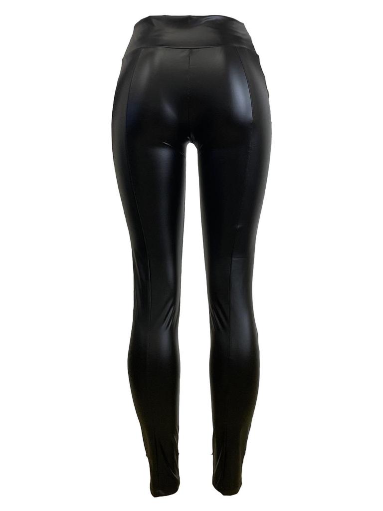 Y6011 High-Waisted Slimming Matte PU Leather Pants for Women - Autumn/Winter Collection