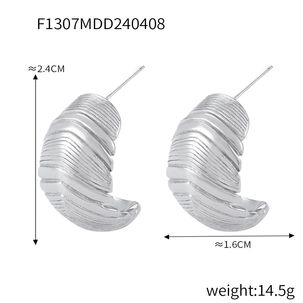 Ensemble de Boucles d'Oreilles Géométriques en Acier Titane Plaqué Or 18 carats avec Imitation Perle