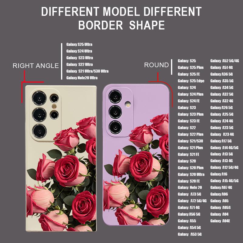 Lanyard Soft Case For Samsung Galaxy S24 S25 Ultra S23 S22 Ultra S21 S20 FE A14 A34 A15 A35 A52 A53 A54 A55 5G A16 A36 A56 Rose Flowers Case Cover