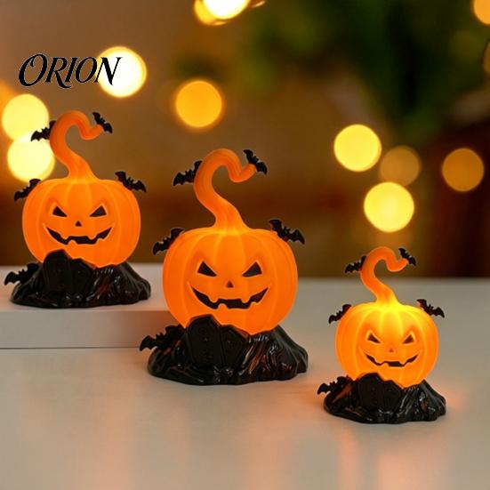 Halloween Party Supplies LED Candle Light Figurine, Bat Tombstone Glowing Tabletop Ornament, Warm Secret Room Atmosphere Decor Pumpkin Prop for Escape