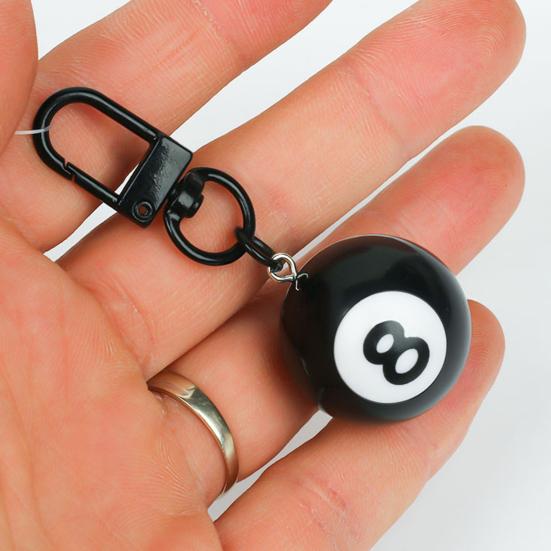 Schwarzer 8er Schlüsselanhänger Billardkugel Schlüsselanhänger Mini 1" Poolkugel Anhänger Schlüsselanhänger für Poolspieler Billardliebhaber Geschenk