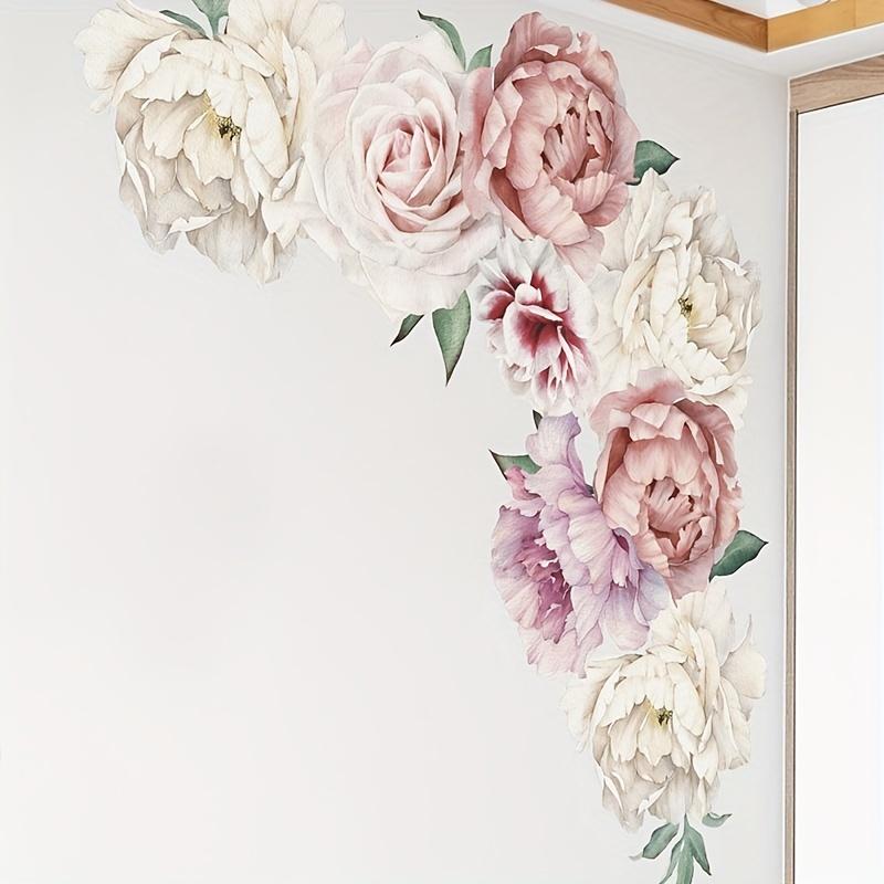 2pcs Peony Flower Wall Decals for Bedroom and Living Room | Self-adhesive PVC Home Decor