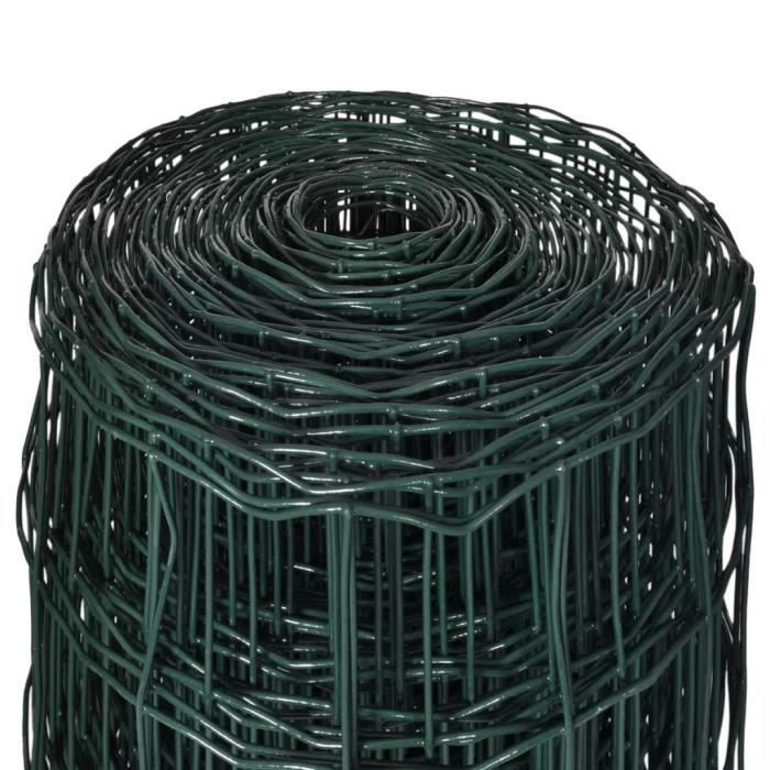 Clôture Euro - vidaXL - Acier - 25 x 1,7 m - Vert - Résistante aux UV et à la rouille