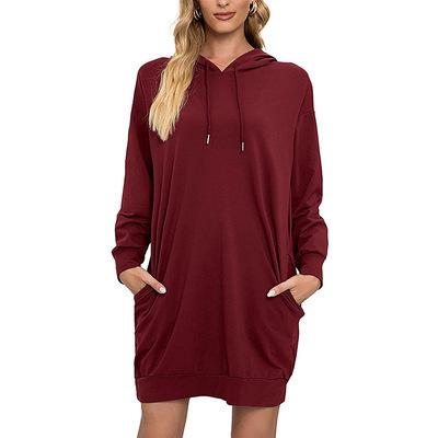 Felpa Lunga con Cappuccio da Donna Coulisse Manica Lunga Vestibilità Larga Colore Unito Casual Tunica Top con Tasche