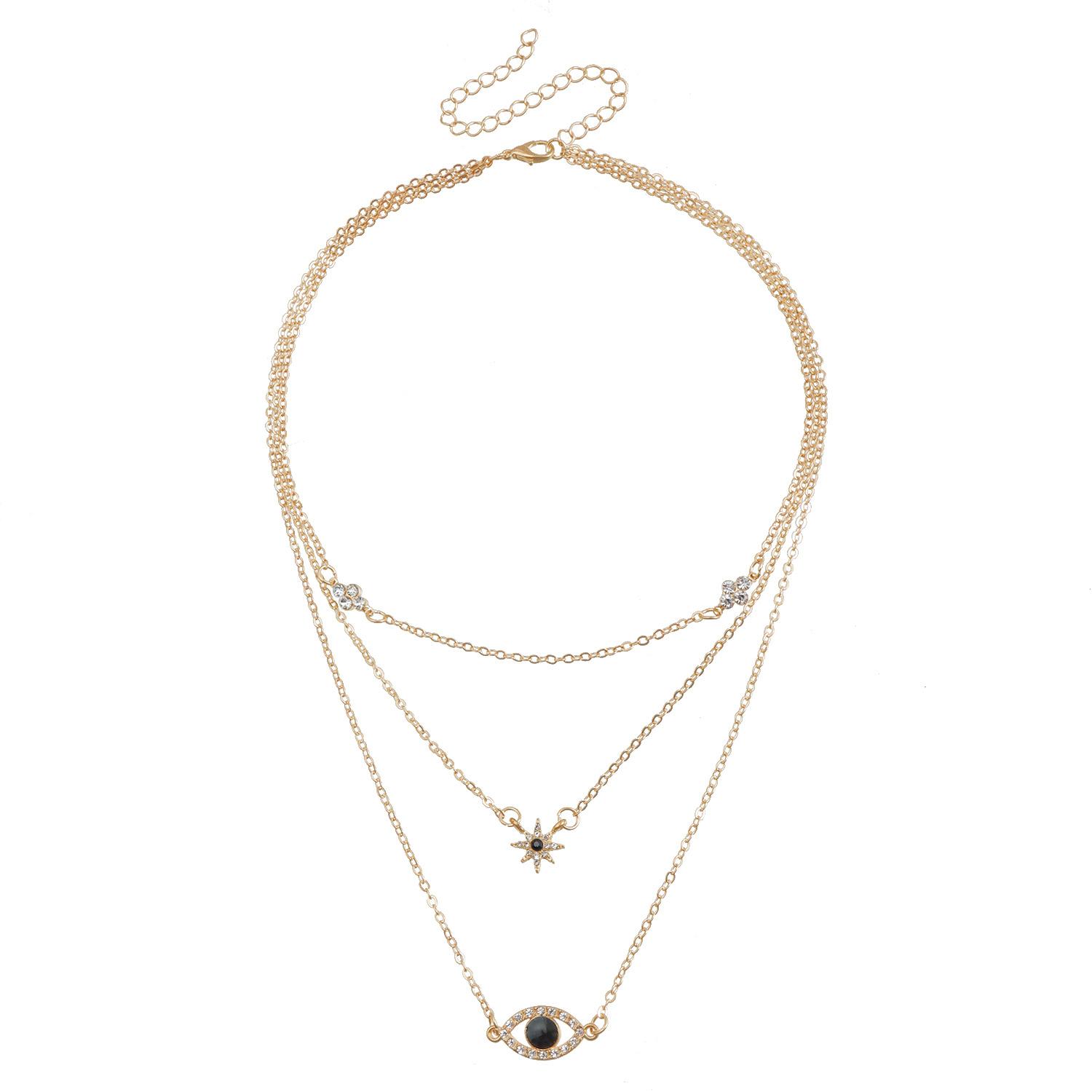 

Ювелирное изделие Личность Глаз Демона Бриллиант Октаграмма Ключица Цепочка Дизайн Чувство Многослойное Ожерелье Женщины