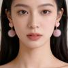Pendant Plush Ball Earring Sweet Love Heart Earring Romantic Heart Shaped Earrings  Wedding
