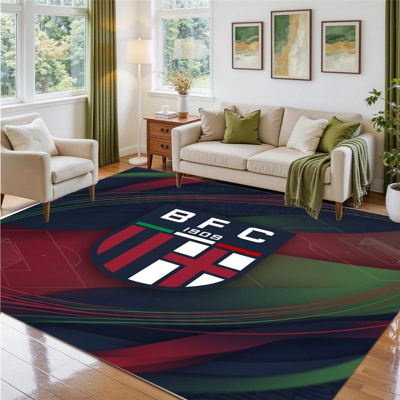 Bologna FC Design Crystal Velvet Rug Soft Decorative Mat for Bedroom Entrance