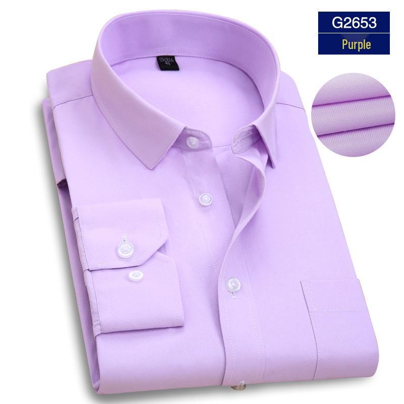 Herre Profesjonell Langermet Hvit Businessskjorte med Brodert Logo, Rynkefri.