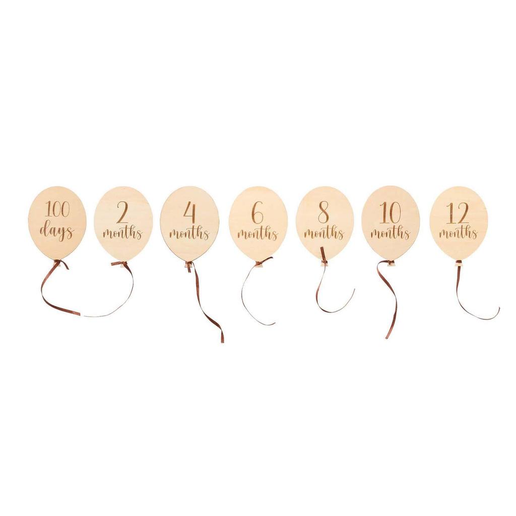 Monthly Balloons, Wooden Party Supplies, Photo Props, Toddlers, Boys,