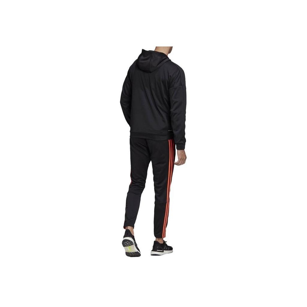 Adidas Quick-Drying Hooded Long Sleeve Jacket Comfortable Breathable Sports Pants Casual Sports Suit Unisex Sportswear Black FS6090