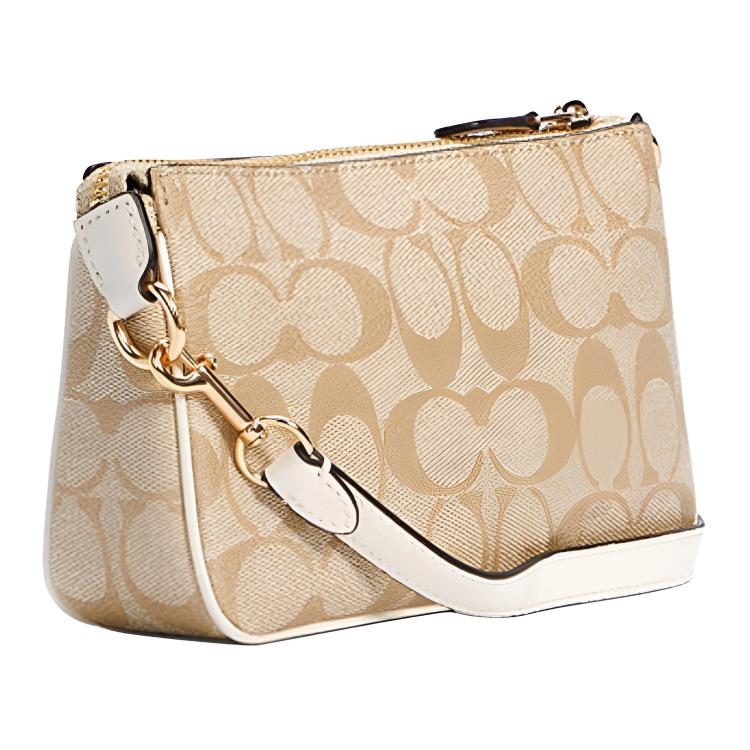 Coach Nolita 19 Classic Monogram Print Coated Canvas And Leather Clutch Bag Women Clutch Bag Beige Khaki C3308-IMDQC