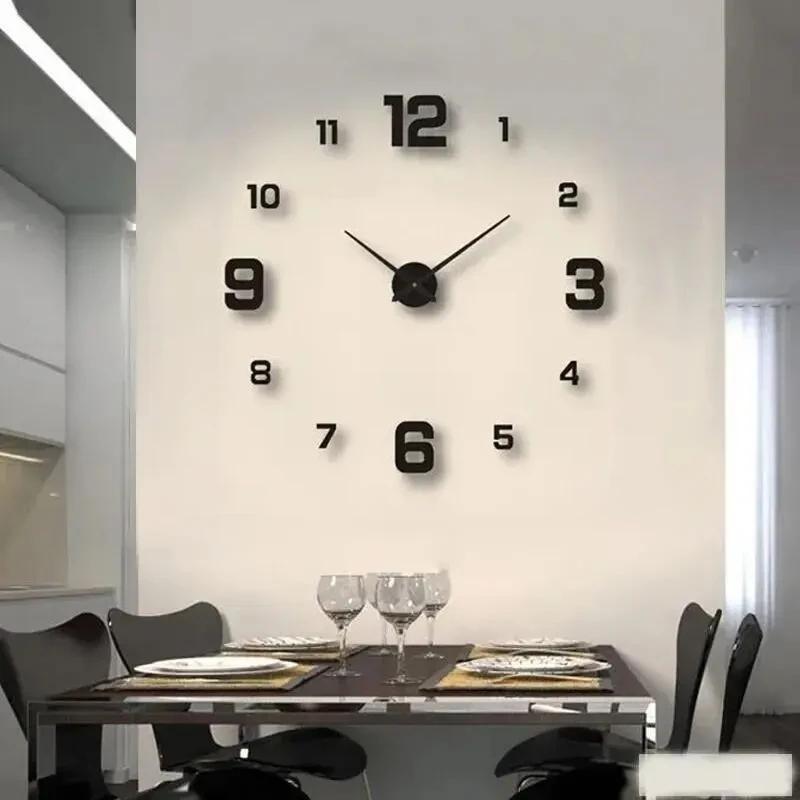 Wanddekoration Kreative Rahmenlose DIY Wanduhr Wandaufkleber Zuhause Leise Uhr Wohnzimmer Büro