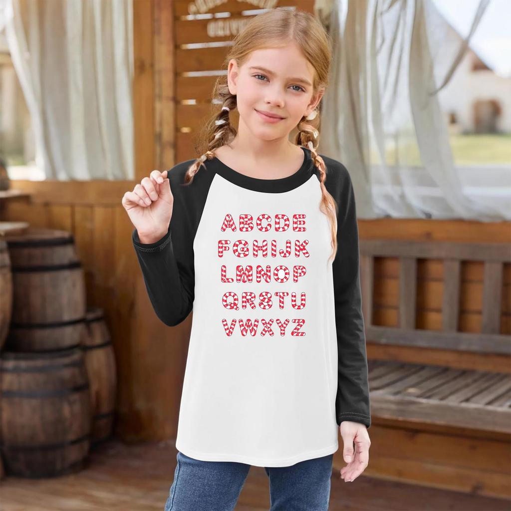 Kids' Fashionable Comfortable Christmas Print Neck Pullover Long Sleeve Top