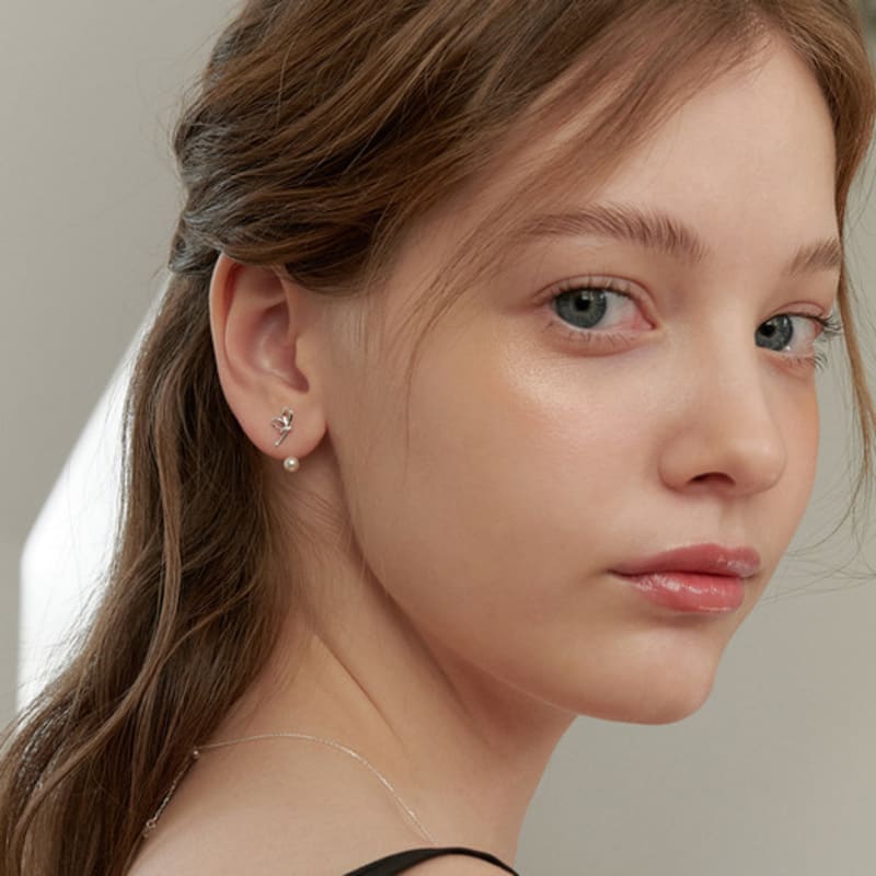 TATIANA (925 Silver) Ballerina Ribbon Pearl Ear Jacket Earrings EC3093