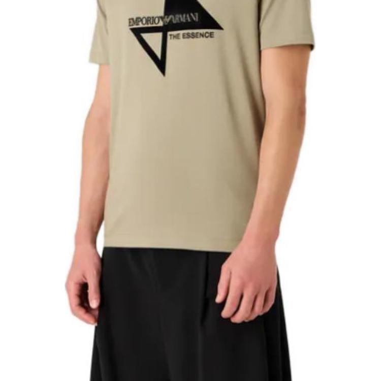Emporio Armani Loose Fit Round Neck Letter Short Sleeve T-Shirt Men tops Green 7V1T6Q1-J7FZ1-0544