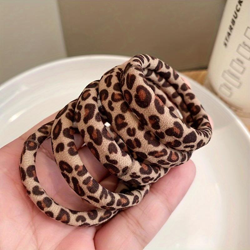5PC/Set High Elastic Leopard Rubber Band Ponytail Tie Hair Rope for Women Simple Nylon Hair Ring Head Rope Hair Accessories