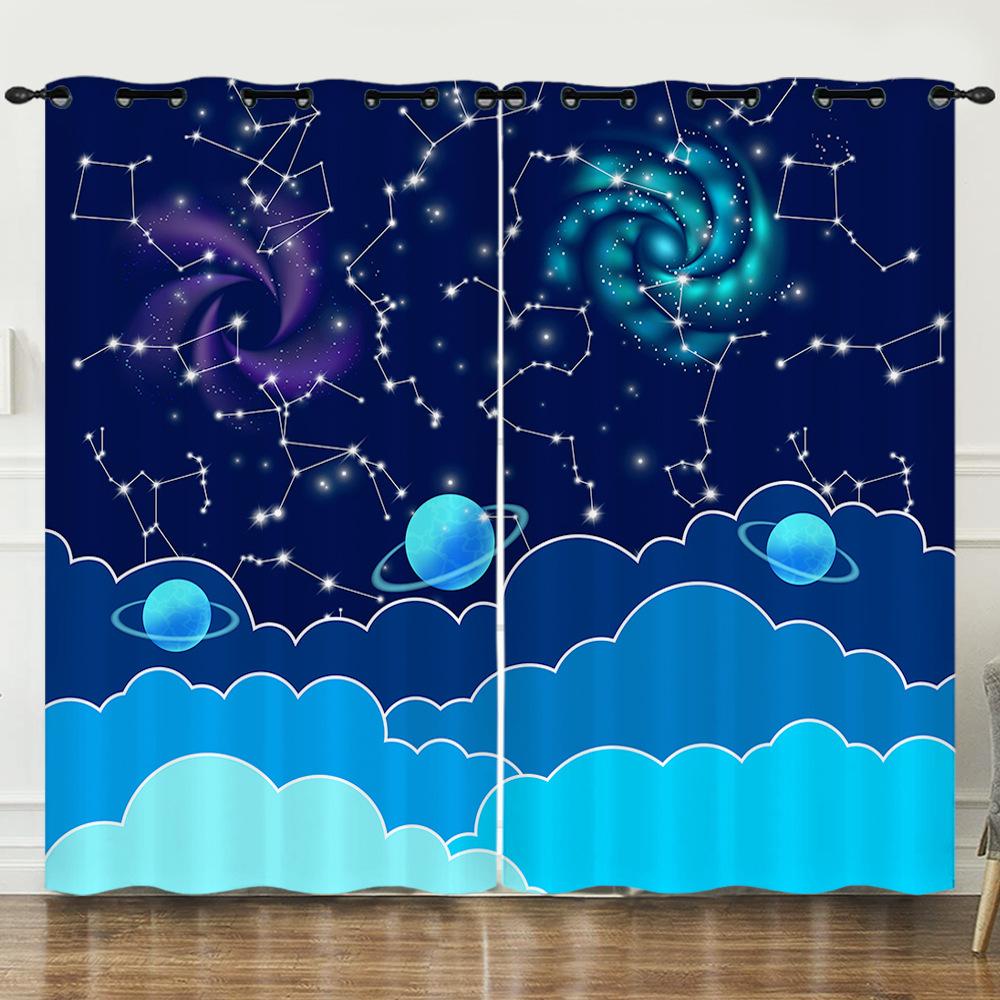 

Шторы Плавный Переход Мазок Двенадцать Созвездий 3D Цифровая Печать Светонепроницаемая Штора На Люверсах 97cm*114cm*2