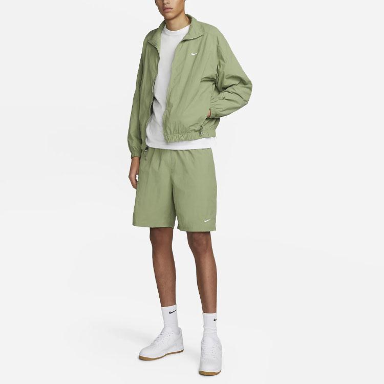 Nike Solo Swoosh Woven Shorts Oil Green/White Men Streetwear DX0749-386