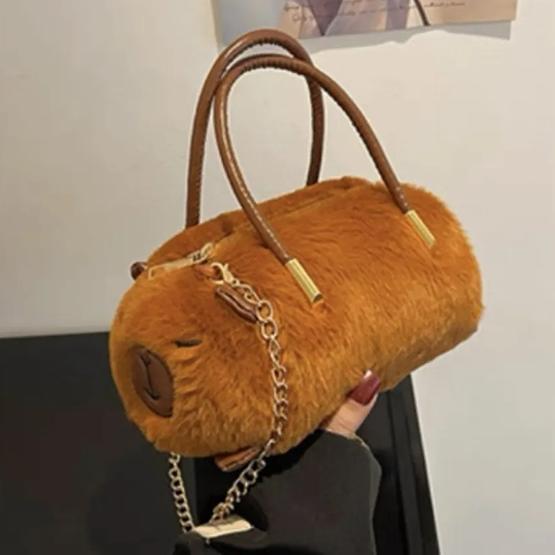 

WTEMPO Четыре сезона плюшевые мягкие мультяшные женские сумки через плечо большой емкости на молнии милые сумки для шопинга работы 1pc коричневый