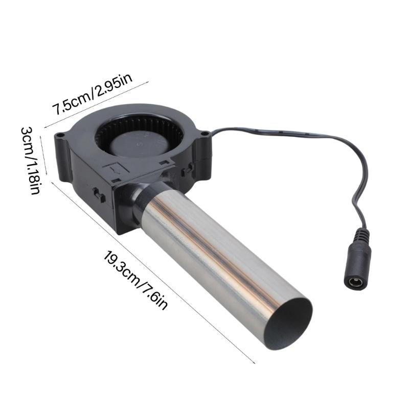 Efficient 12V Adjustable Air Blower Kit With Metal Duct For Barbecue Cooking Fire Starting And Indoor Ventilation