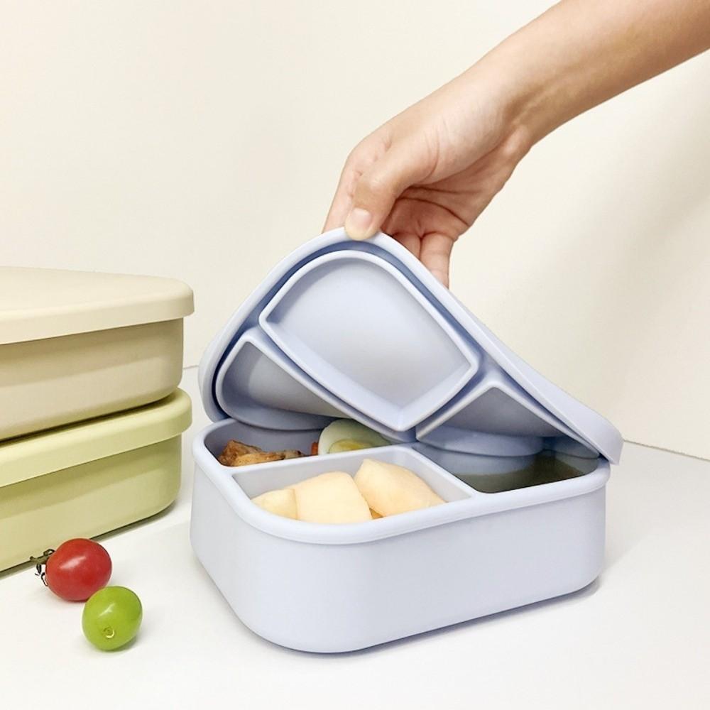 Leak-Proof Microwaveable Silicone Lunch Box 750ml Food Storage Container Divided Lunch Box Camping