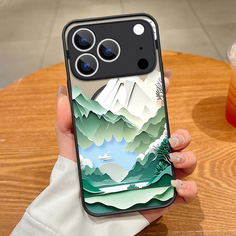 Blue Mountain Print Magnetic Phone Case For iPhone 17 16 Pro 15 14 13 Pro Max 17e For Magsafe Wireless Charge TPU PC Back Cover
