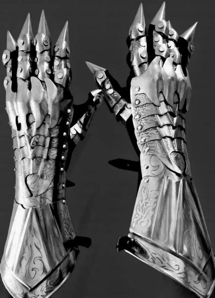 

Средневековые серебряные перчатки Назгула Унисекс Стальные доспешные перчатки Костюм крестоносца M аэро