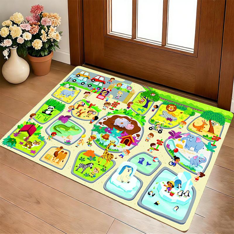 Zoo Map Living Room Nonslip Area Rug Soft Carpet For Bedroom Game Playroom Sofa Office Home Decor Doormat Christmas Gift C926431