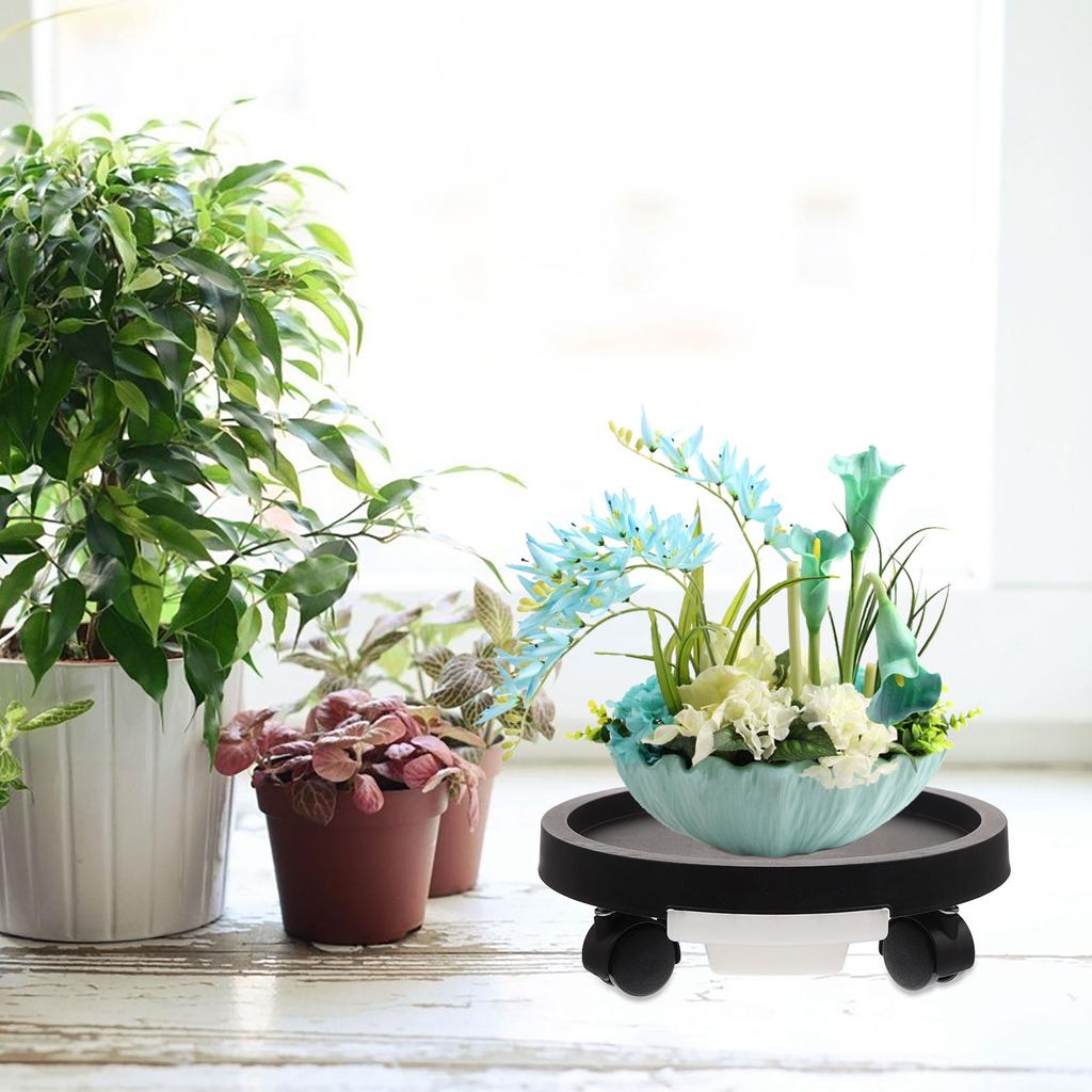 Flowerpot Tray With Wheels Pp Material Durable Rolling Planter Stand For Indoor Outdoor Use Garden Flowerpot Mover