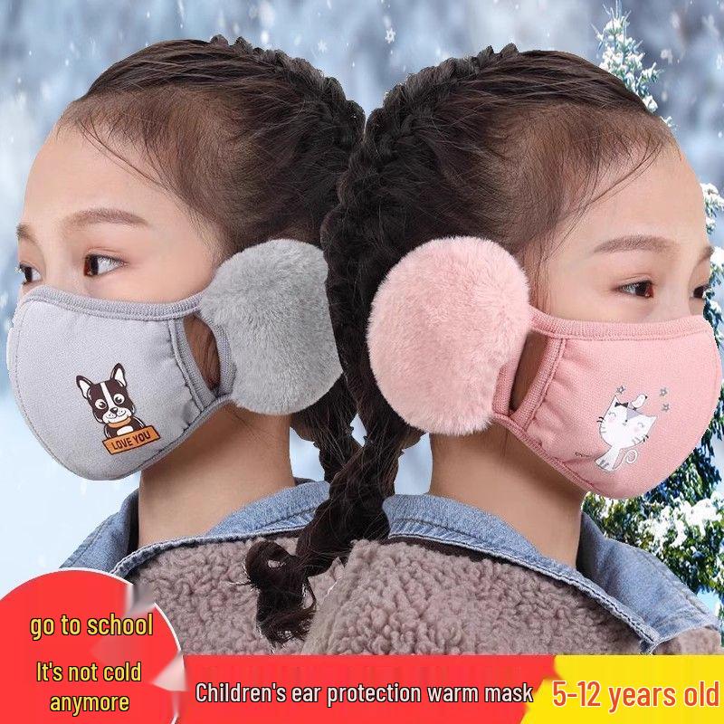 Kinder-Cartoonmaske: Kältefeste, winddichte und warme Ohrenschützer für Mädchen