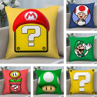 Super Mignon Style M-MarioS Taie d'Oreiller Peluche Courte Housse d'Oreiller Décorative pour Canapé Cadeau Maison Impression Double Face Housse de Coussin
