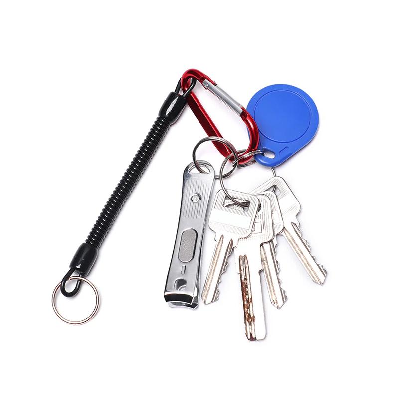 1Pc Key Chain Outdoor Lanyard Elastic Spiral Spring Coil Strap Retractable Rope Camping Anti-lost